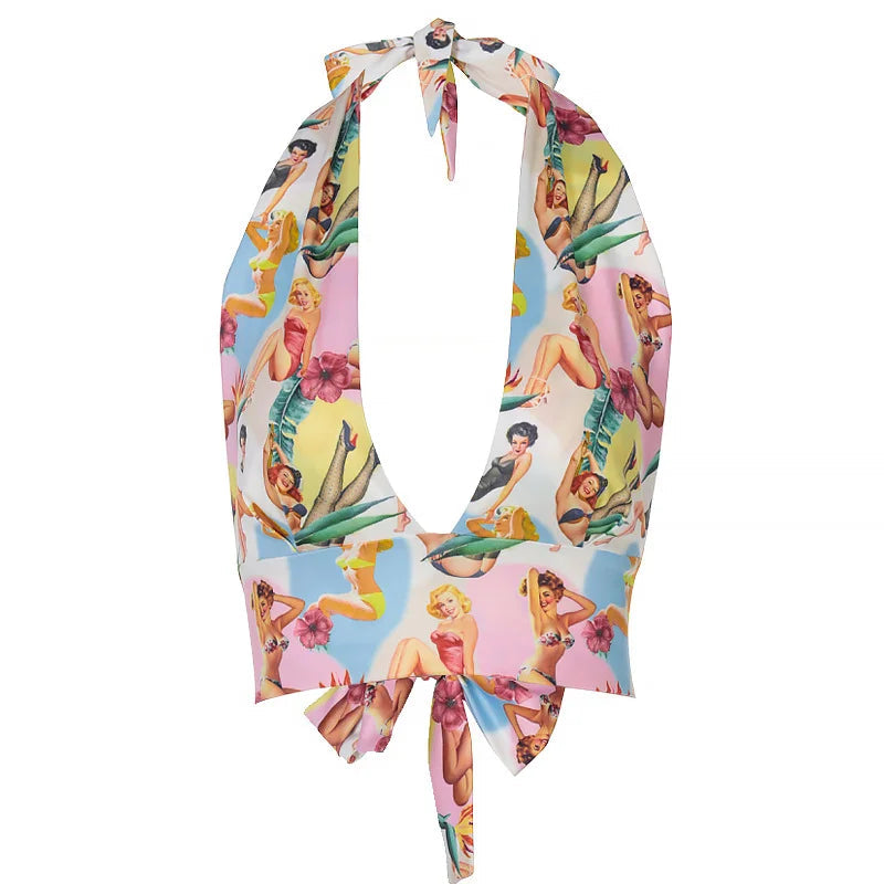 Colorful Beach Girls Print Vest - Fashionpara