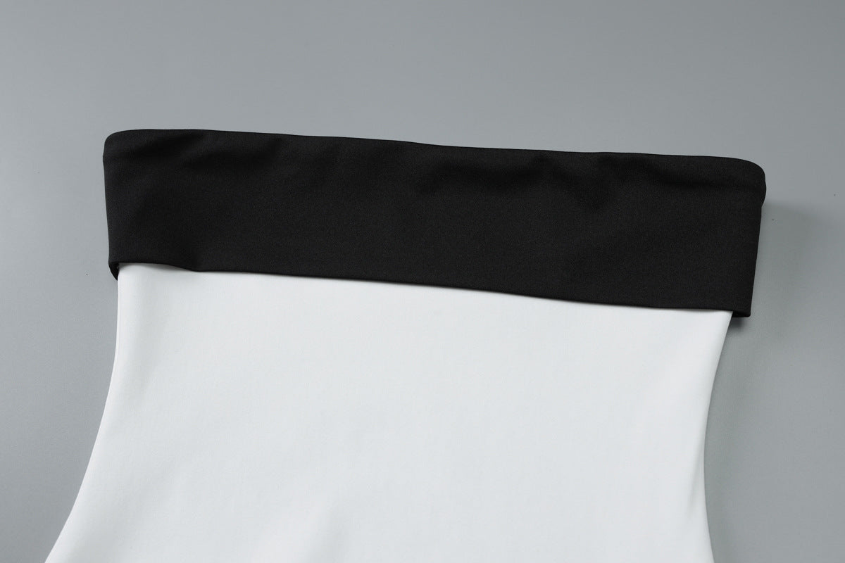 Contrast-Panel Strapless Bandeau Mini Dress 9