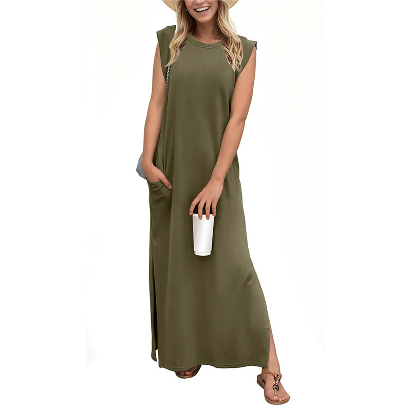 Crew Neck Sleeveless Side Split Maxi Dress 9