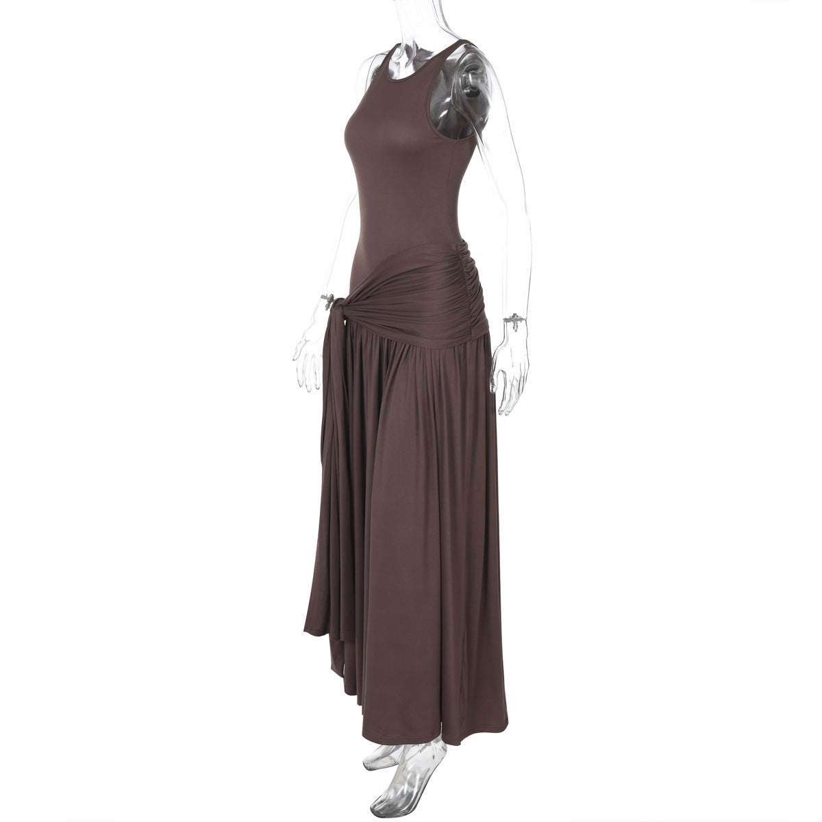 Asymmetric One-Shoulder Twist-Waist Maxi Dress 9
