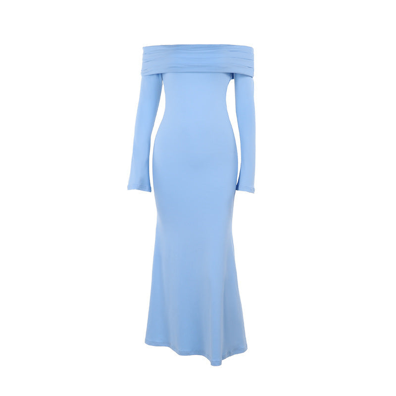 Off-Shoulder Long-Sleeve Bodycon Mermaid Maxi Dress 9