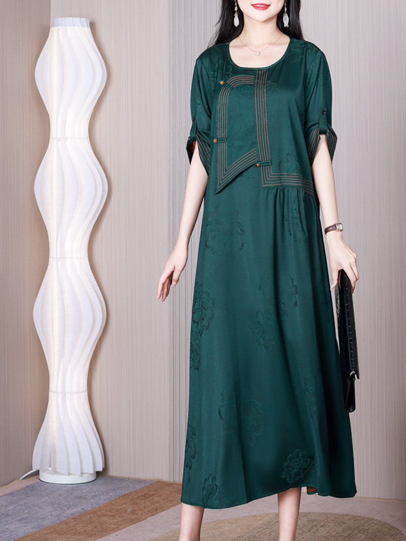 Down To Earth Round Necl A-line Dress - Fashionpara