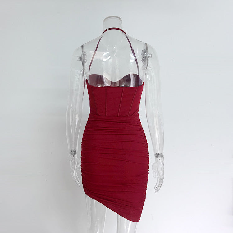 Halter Neck Corset Bustier Ruched Bodycon Mini Dress 9