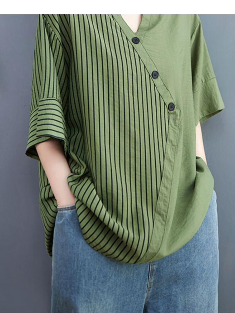 Charming Button-Up Striped Tops - Fashionpara