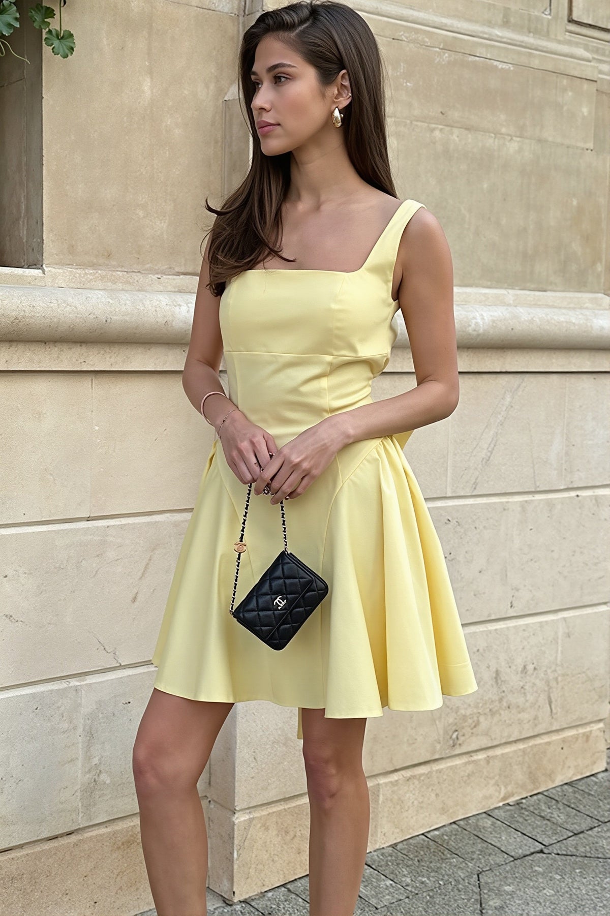 Square Neck Sleeveless Fit and Flare Mini Dress