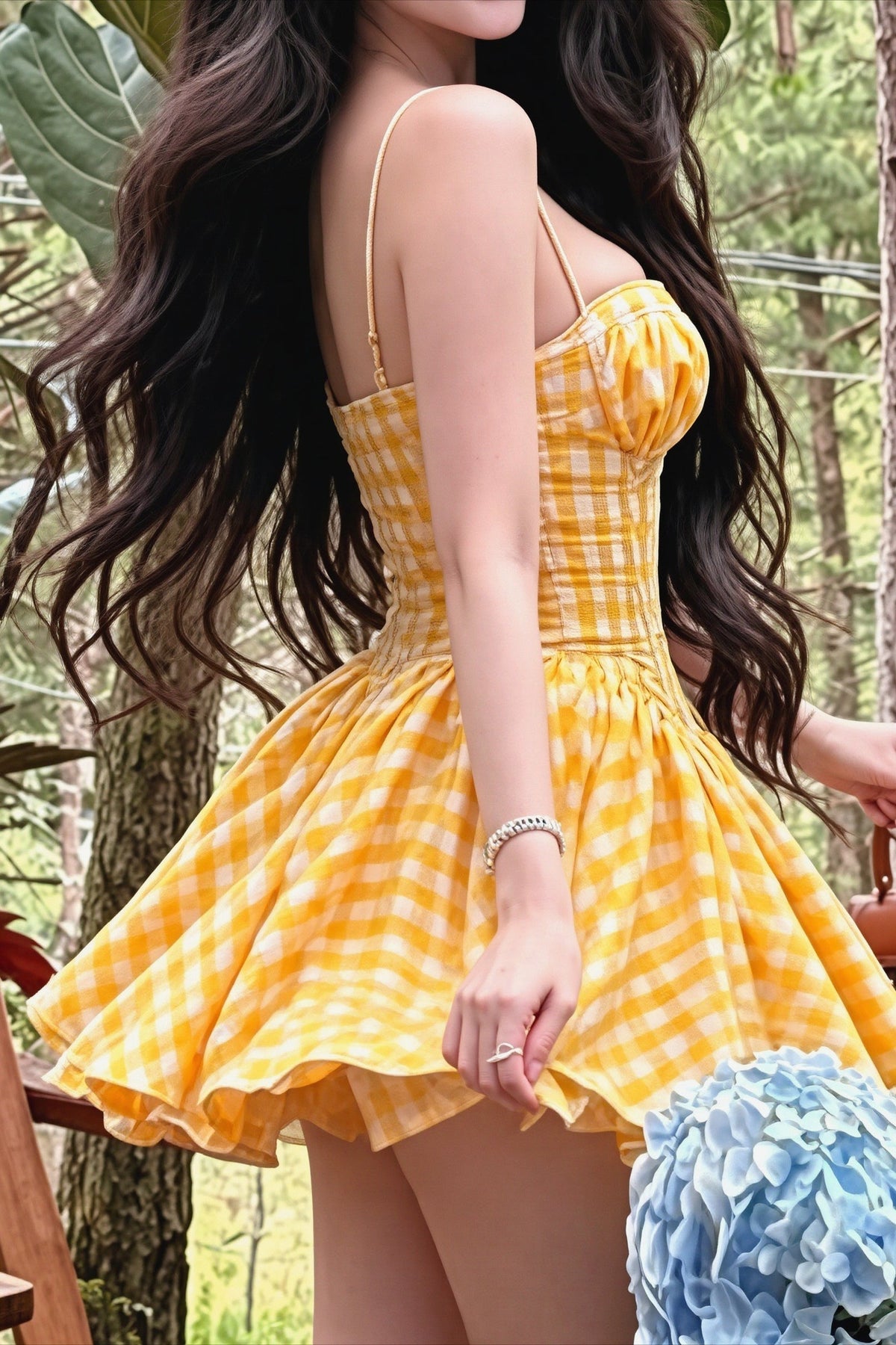 Gingham Corset Sweetheart Drop Waist Mini Dress 4