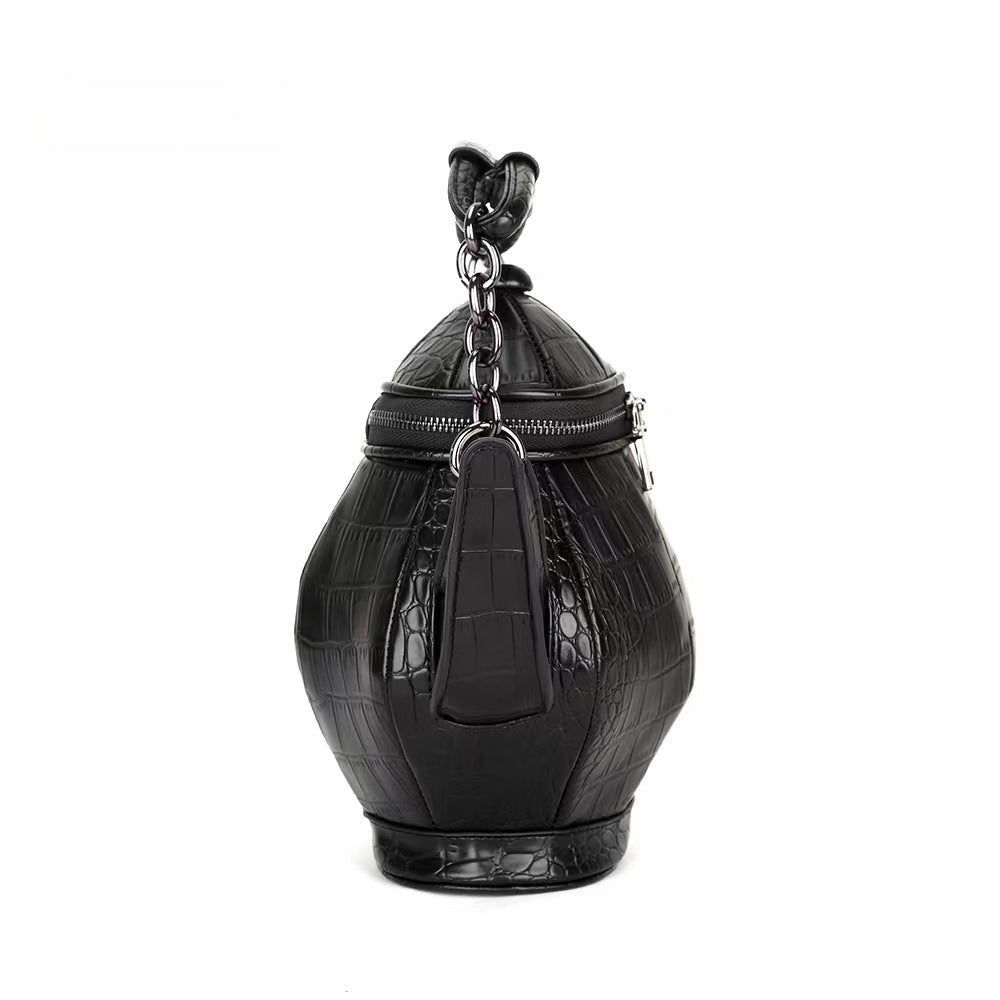 Gothic Teapot Shaped Leather Handbag Stone Pattern Party Bag - Fashionpara