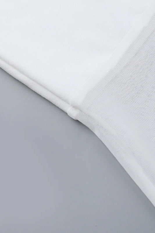 Elegant Sexy Fitted Mesh Panel Long Sleeve Bustier Party Dress - Fashionpara