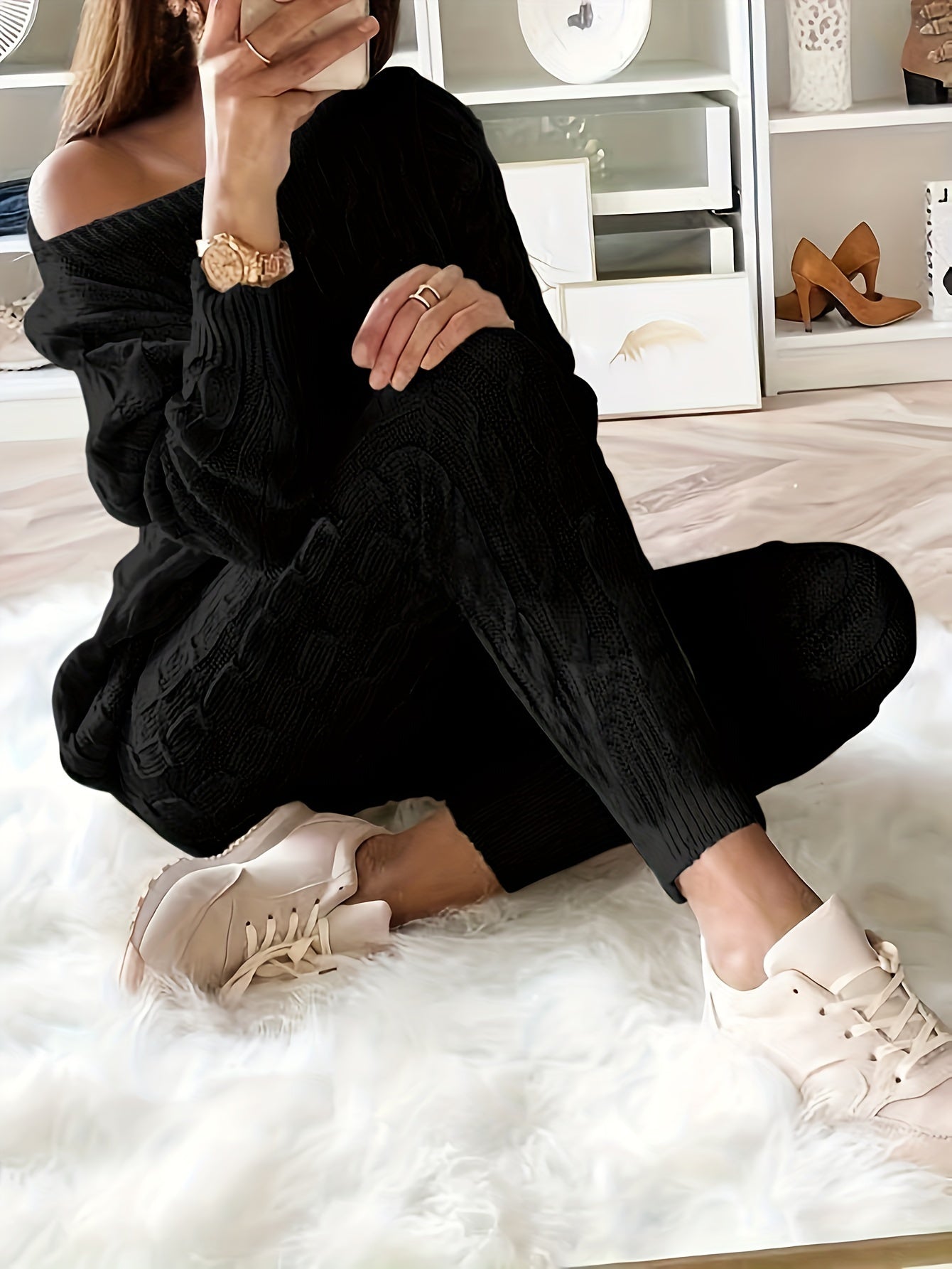 ShoptheCIC Cozy Knitted Sweater and Pants Two-Piece Set