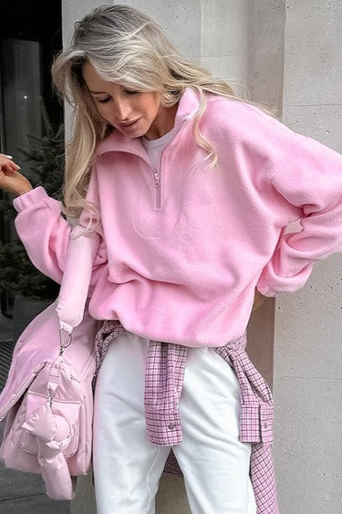 Sherpa Collared Pullover Hoodie - Fashionpara