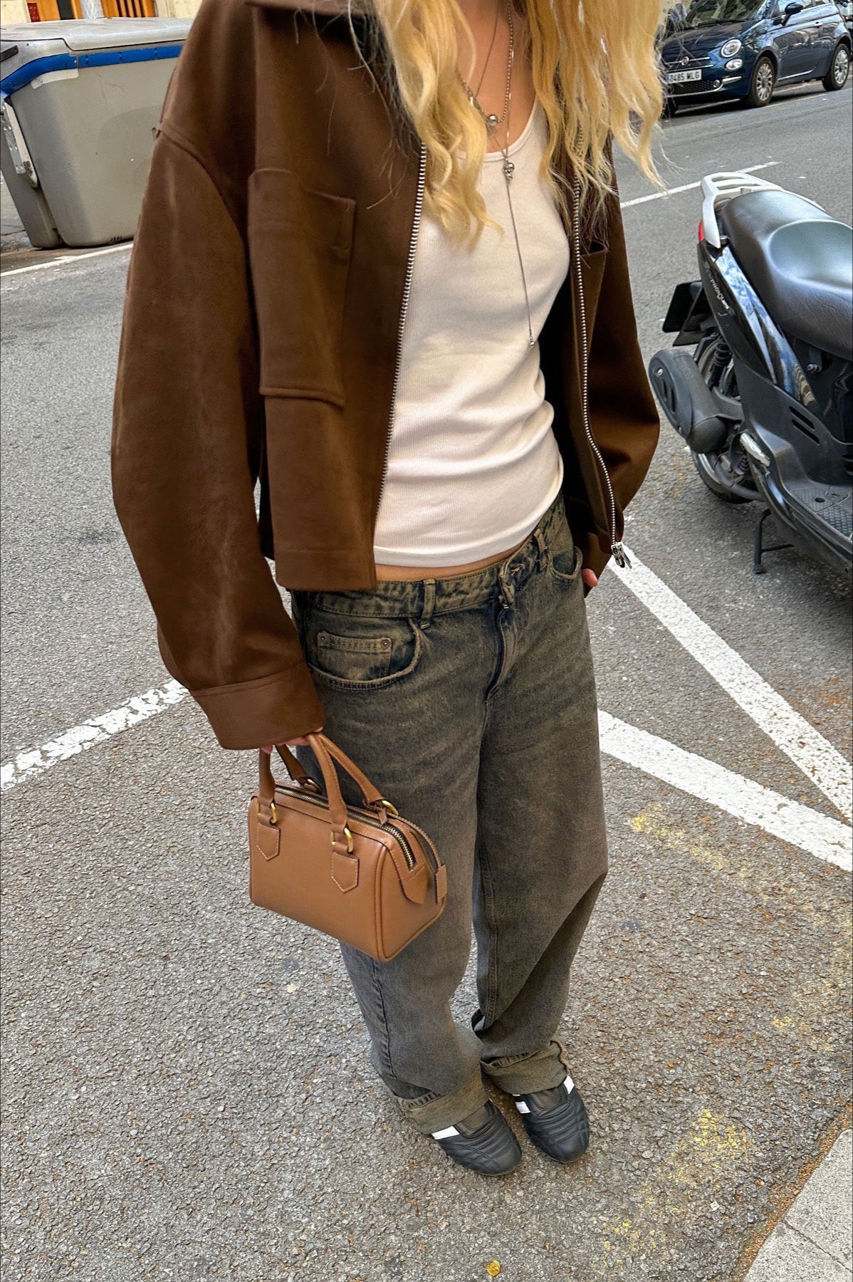 Collared Zipper Faux Suede Jacket 4