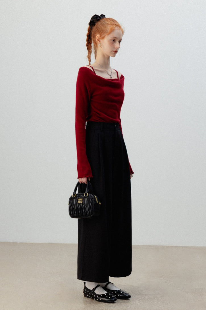 Layered Cowl Neck Knit Top