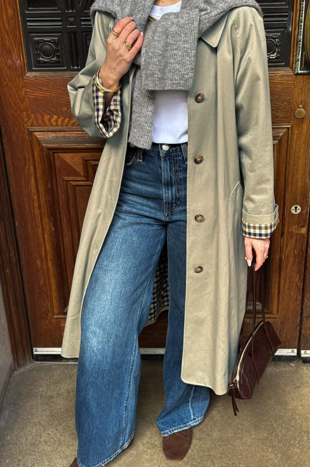 Japanese Minimalist Mid-Length Overcoat for Stylish Comfort