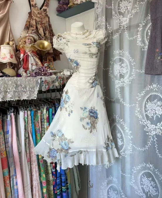 Chiffon Floral Prom Dress 22nd Birthday Outfit Formal Event Dress - Fashionpara