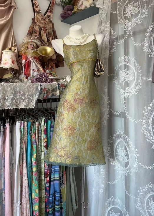 Green Lace Prom Dress Vintage 21st Birthday Outfit - Fashionpara