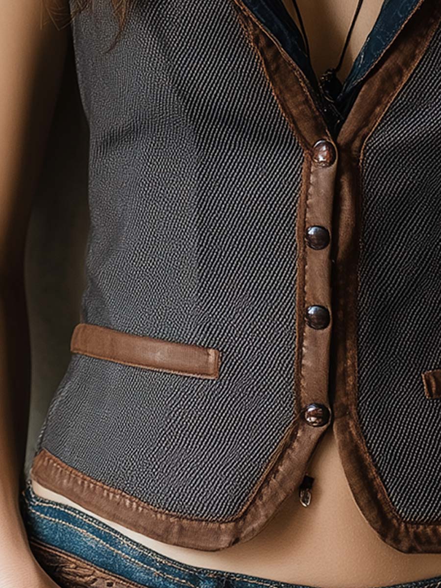 Retro Noise Contrast Slim Vest - Fashionpara