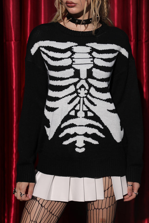 PrincessAce Halloween Skeleton Crew Neck Sweater for All
