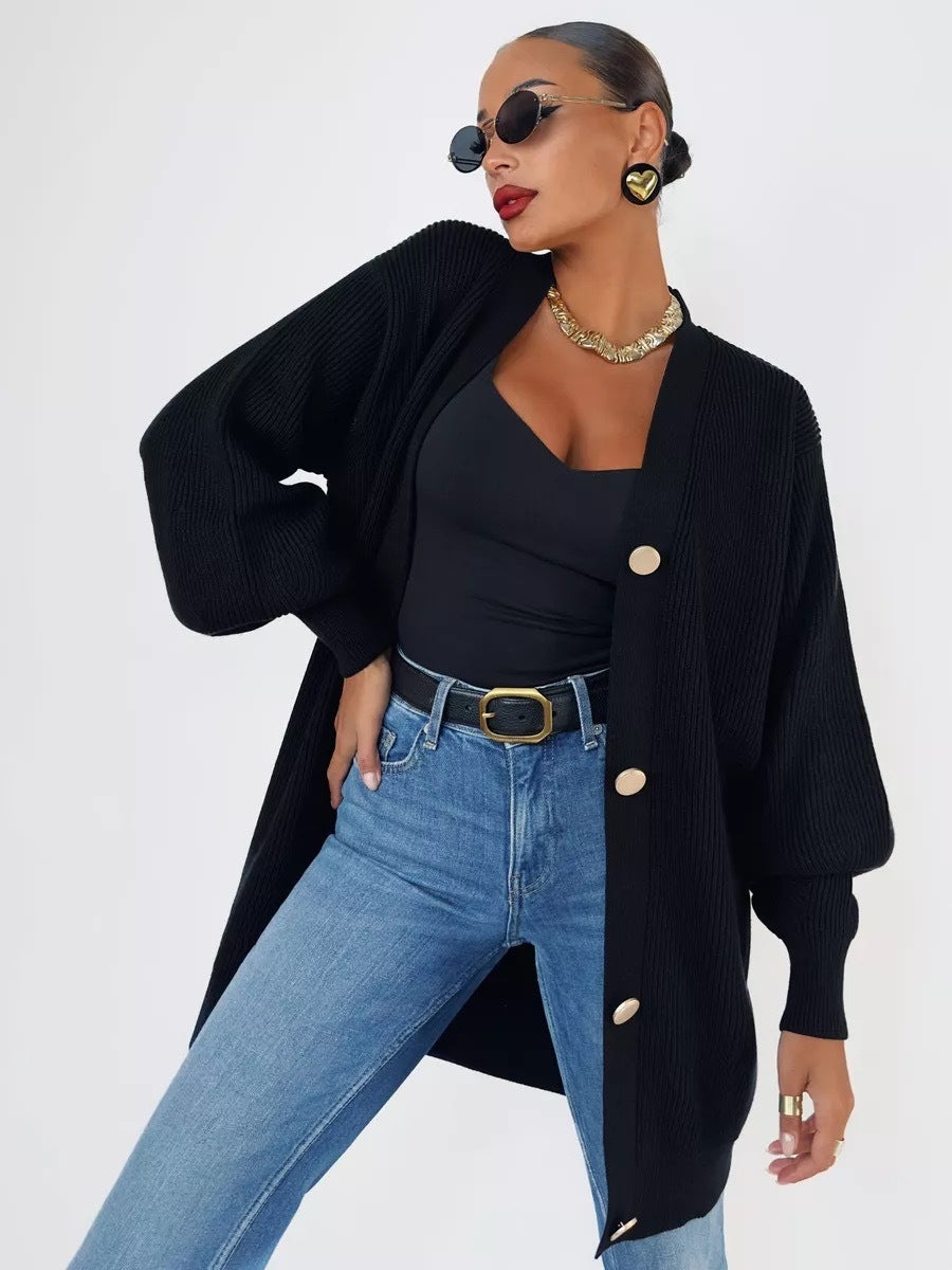 Chic Solid Loose Knit Cardigan for Effortless Style