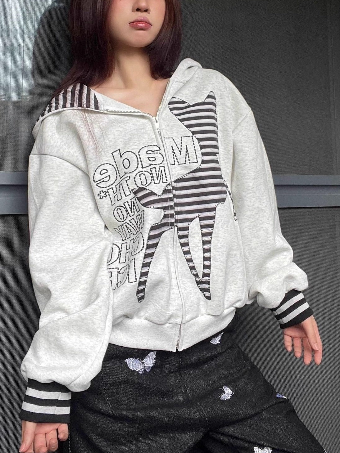 Vintage Deer Patchwork Hoodie