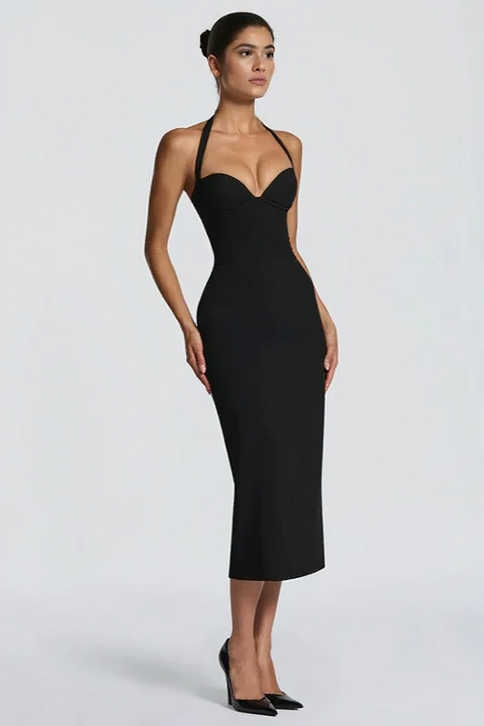 Halter-Neck Midi Dress