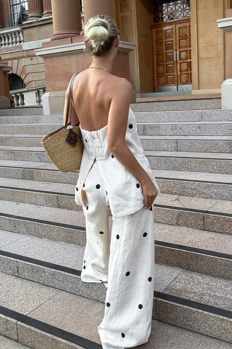 Cotton Polka Dot Tank Two Pieces Set - Fashionpara