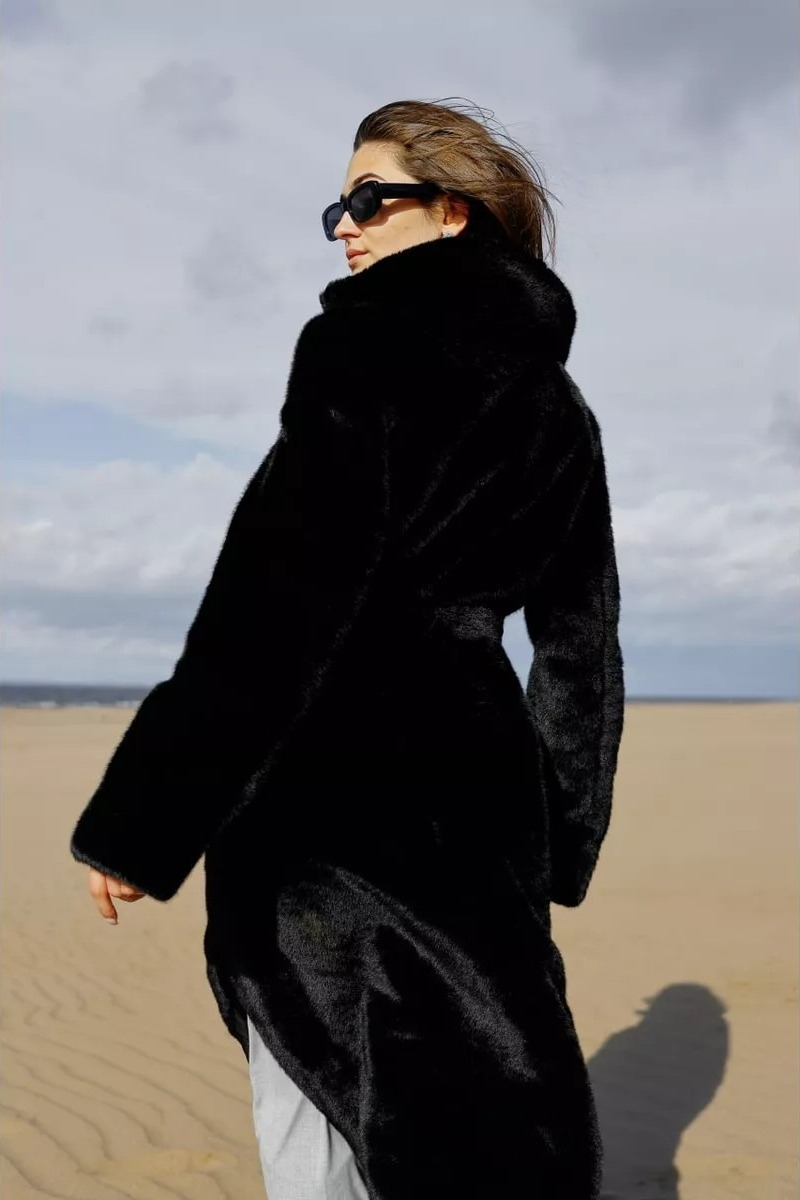 Faux Mink Fur Long Loose Chic Overcoat - Fashionpara