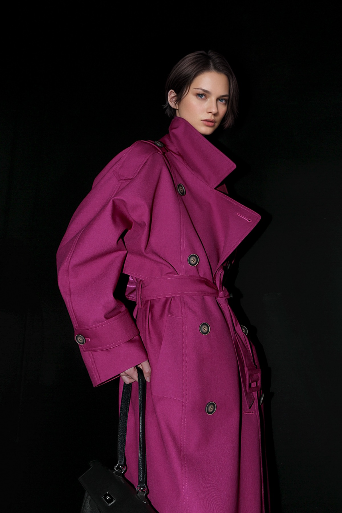 Korean British Double Breasted Elegant Mid Length Overcoat - Fashionpara