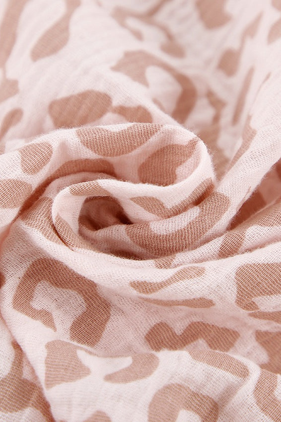 Pink Leopard Linen Blouse - Fashionpara