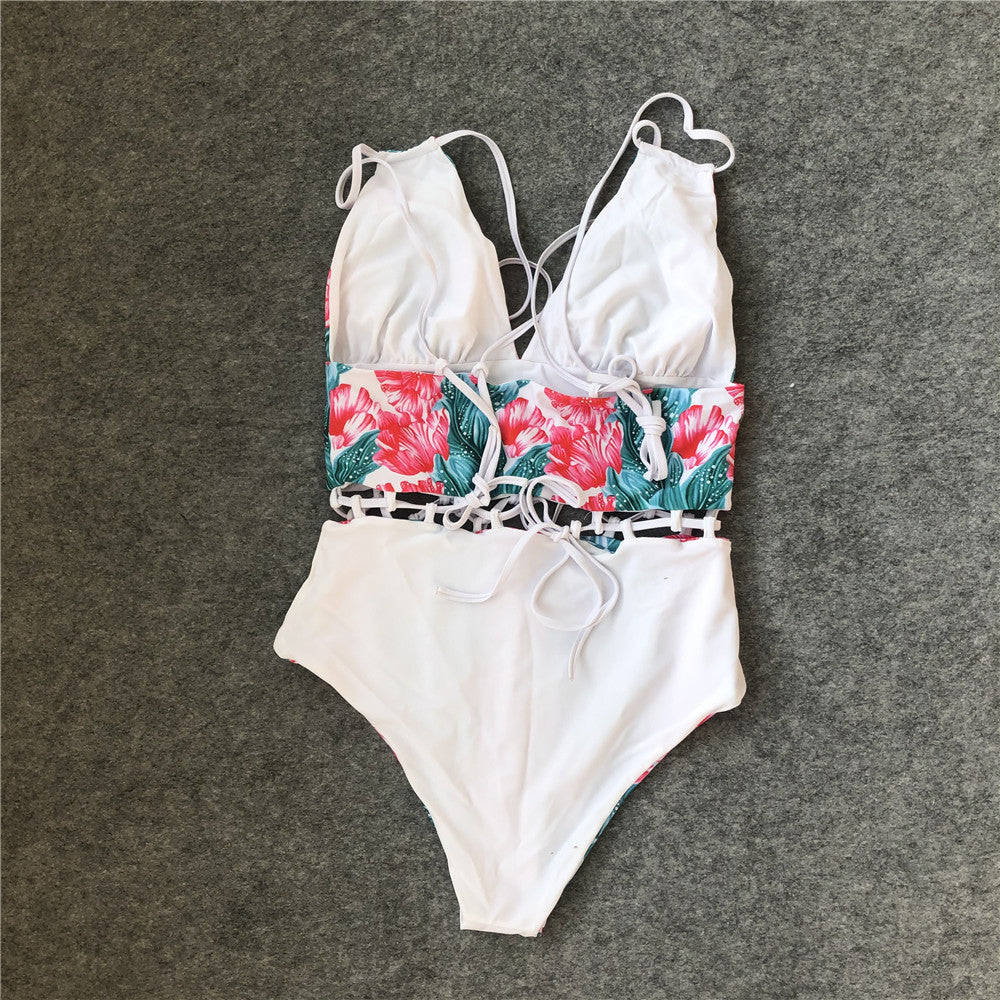 Polynesia | Reversible Tropical Print One Piece Swimsuit a Four-piece - Fashionpara