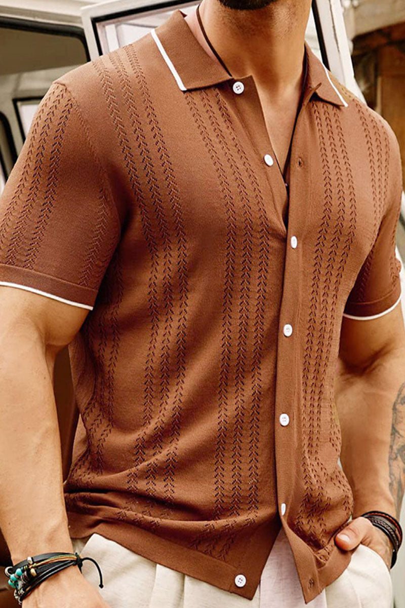 Uniqshe Men's Casual Short Sleeve Polo Cardigan for Summer