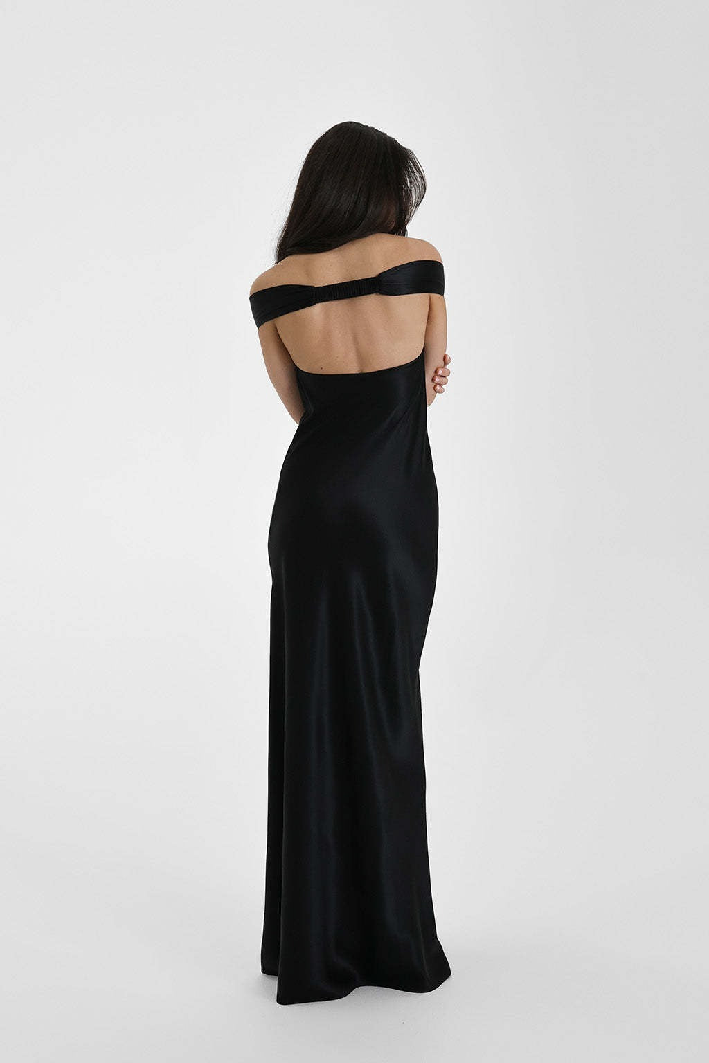 Satin Off Shoulder Sweetheart Slip Maxi Dress - View 4