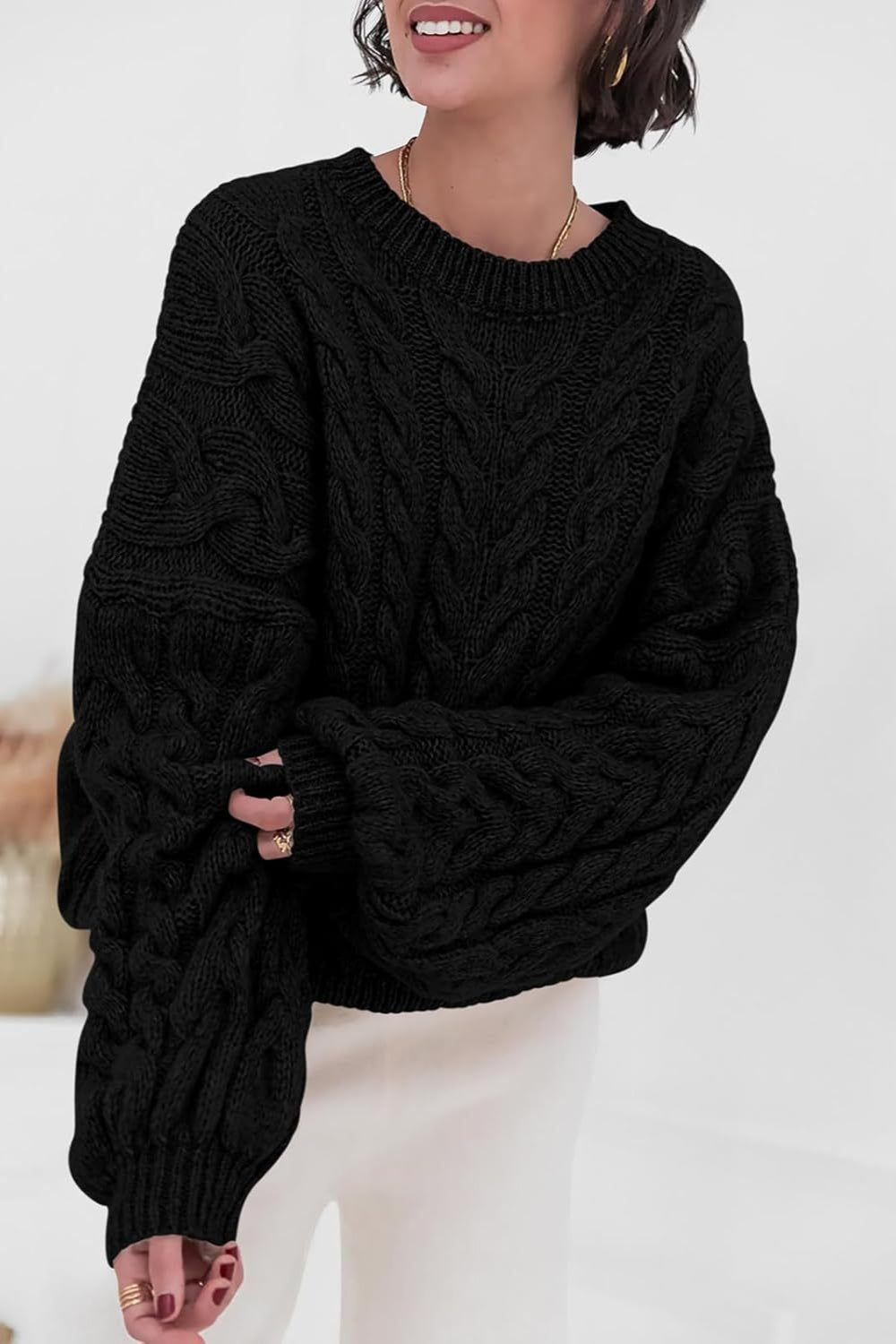 PrincessAce Vintage Chunky Knit Cable Sweater for Comfort