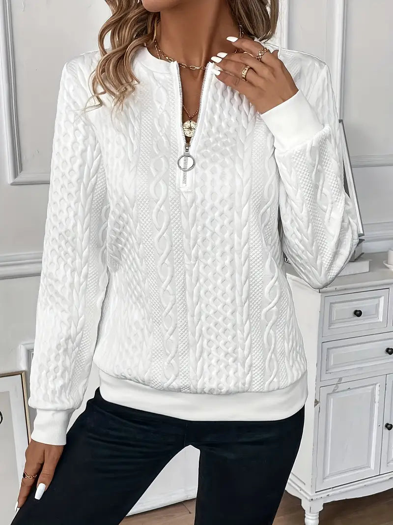 Quarter Zip Cable Knit Pullover Sweater 11