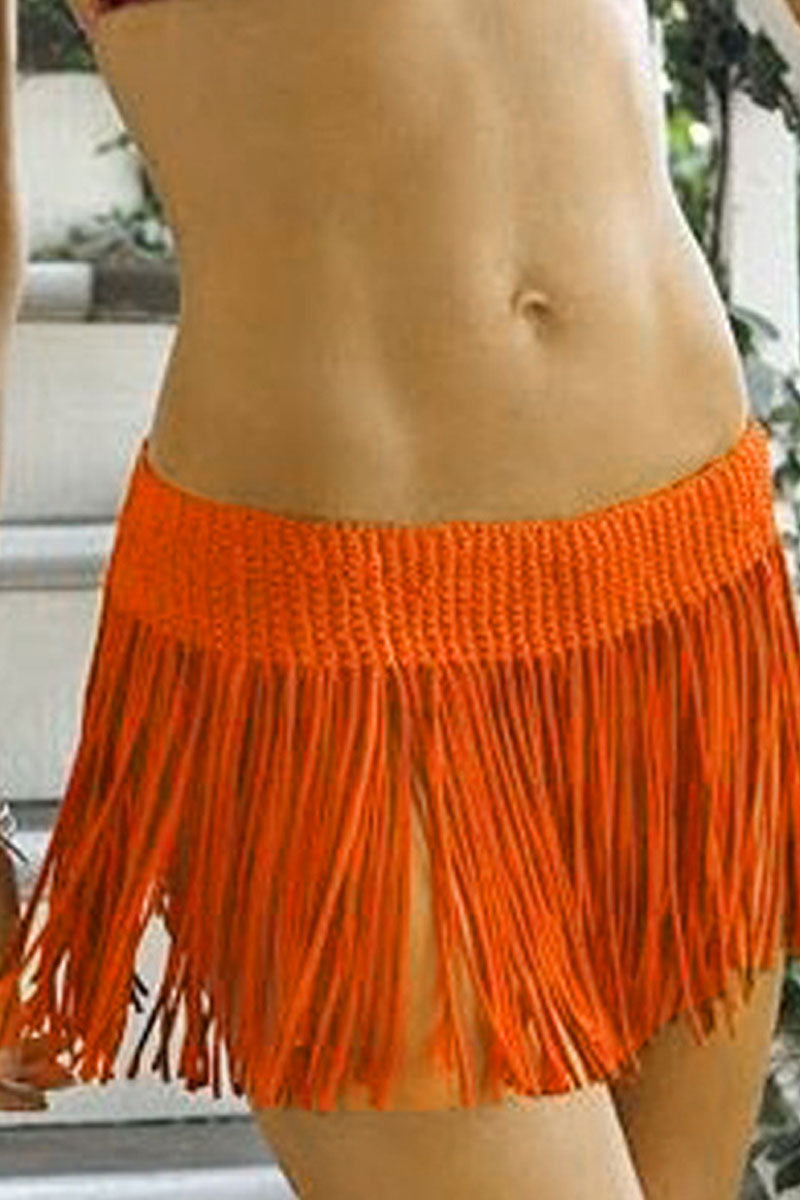 Stretch Fringed Ethnic Style Beach Bikini Short Skirt Bottoms - Fashionpara