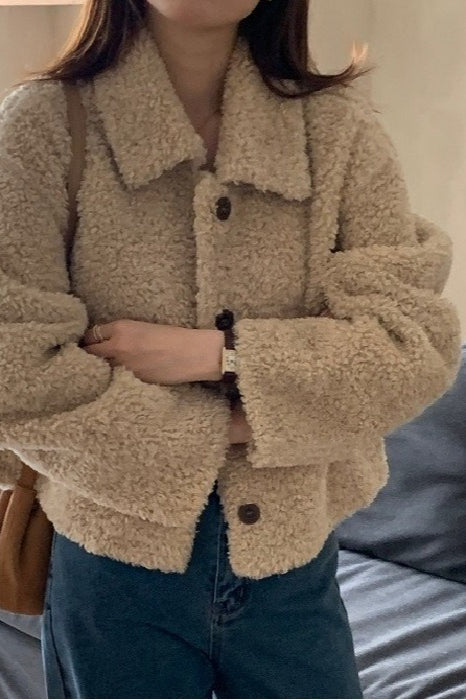 Thickened Lapel Cropped Coat