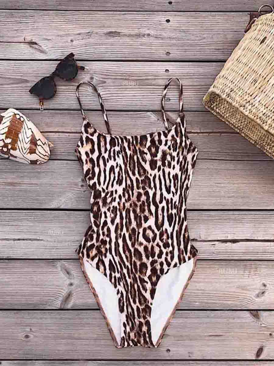 Snake Print One-piece Swimsuit (3 Colors) - Fashionpara
