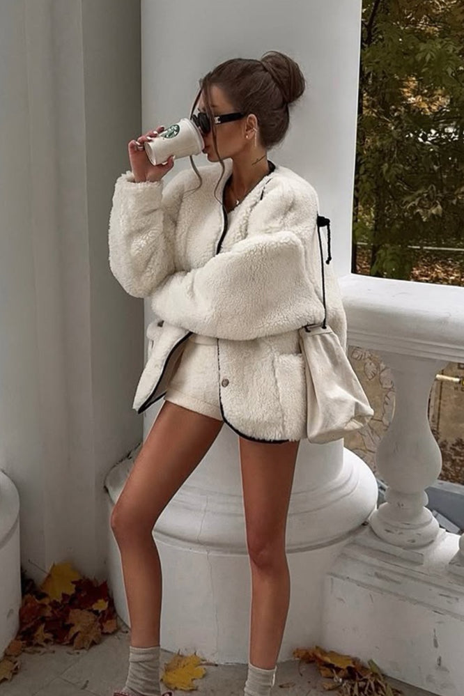 Contrast Trim Boucle Collarless Jacket 4