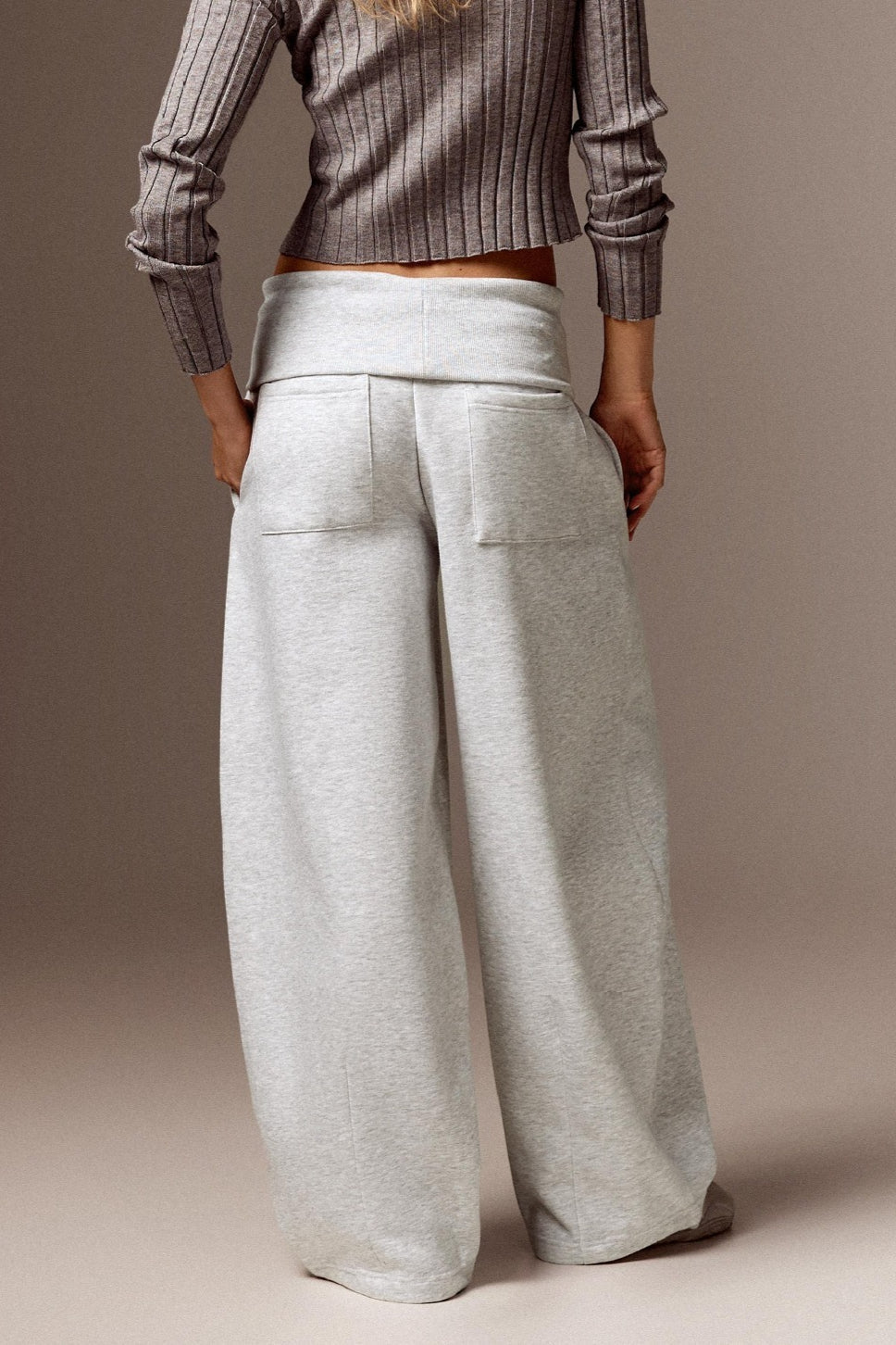 Foldover Waist Relaxed Wide Leg Pants