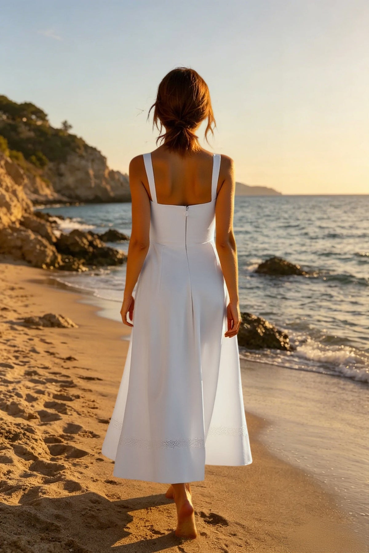 Square Neck Sleeveless Corset A-Line Midi Dress