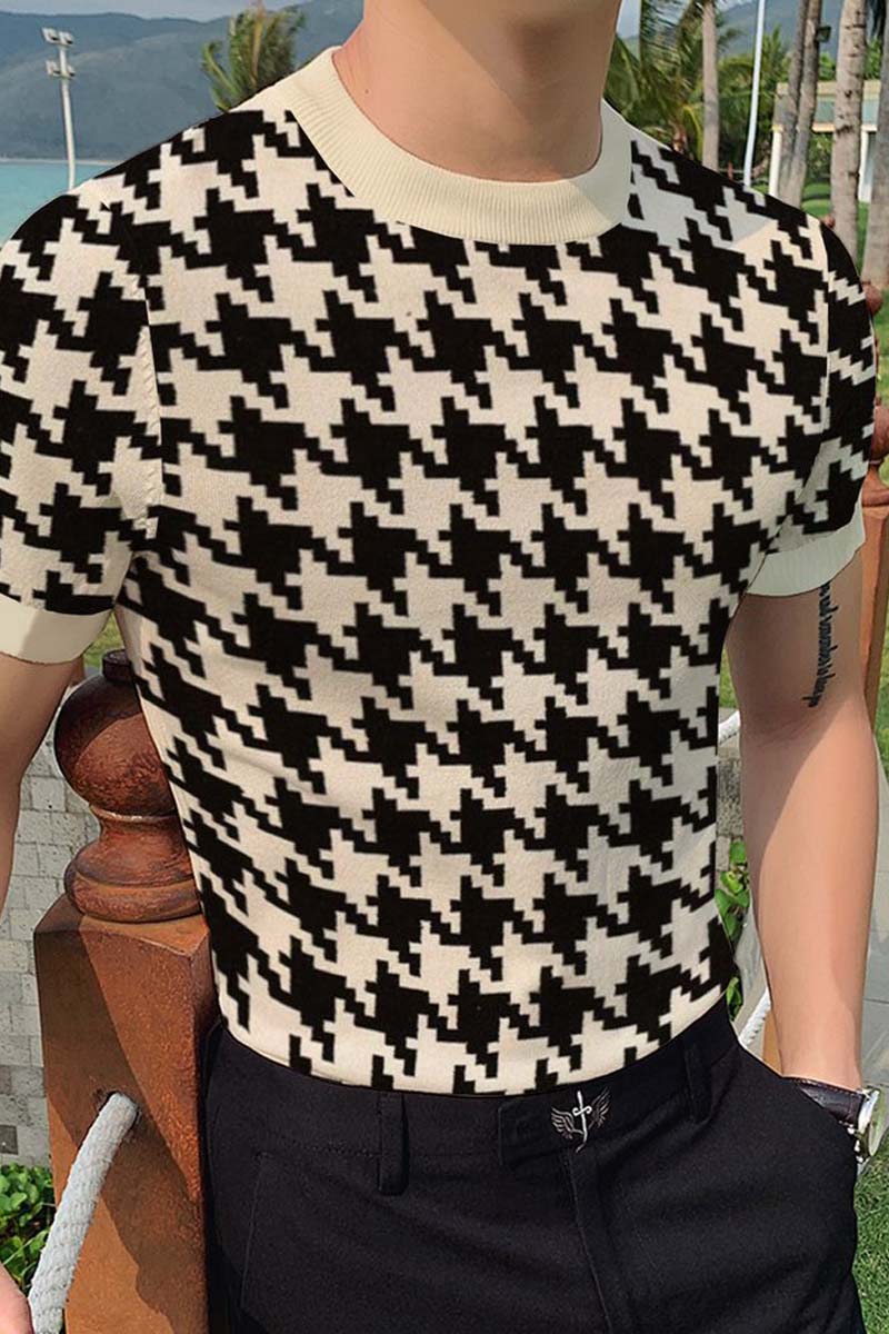 Men's Round Neck Knitted T-Shirt - Fashionpara