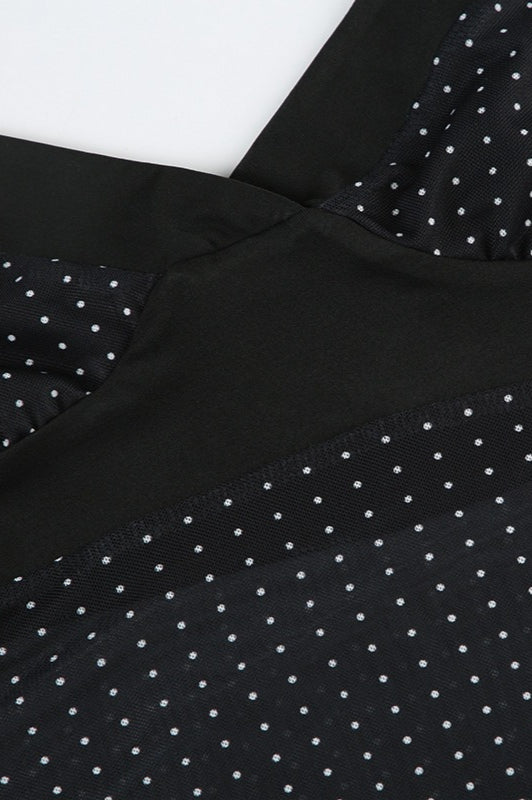 Sheer Polka Dot V-Neck Halter Cami Crop Top - Fashionpara