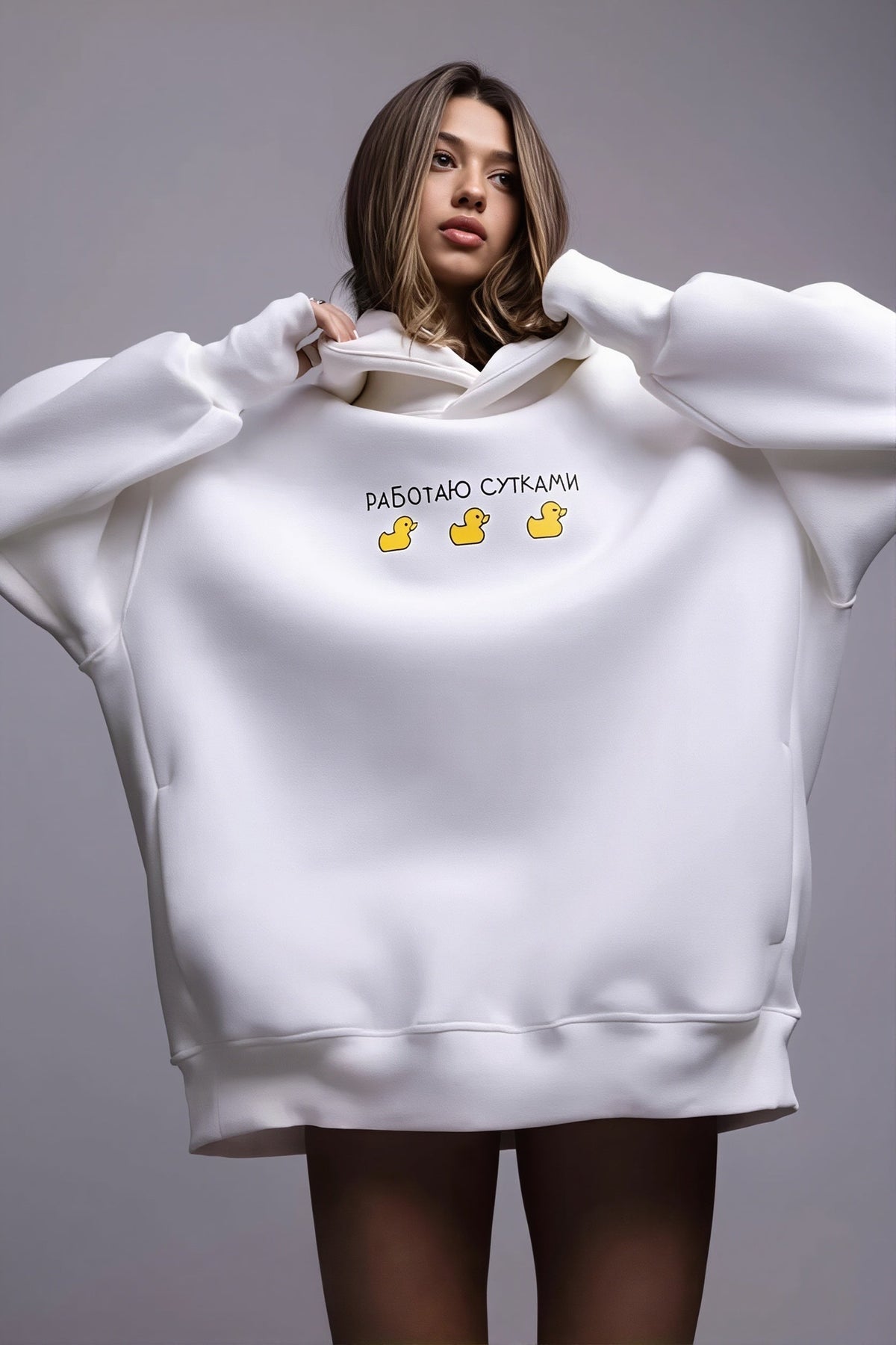 Duck Graphic Oversized Pullover Hoodie 3