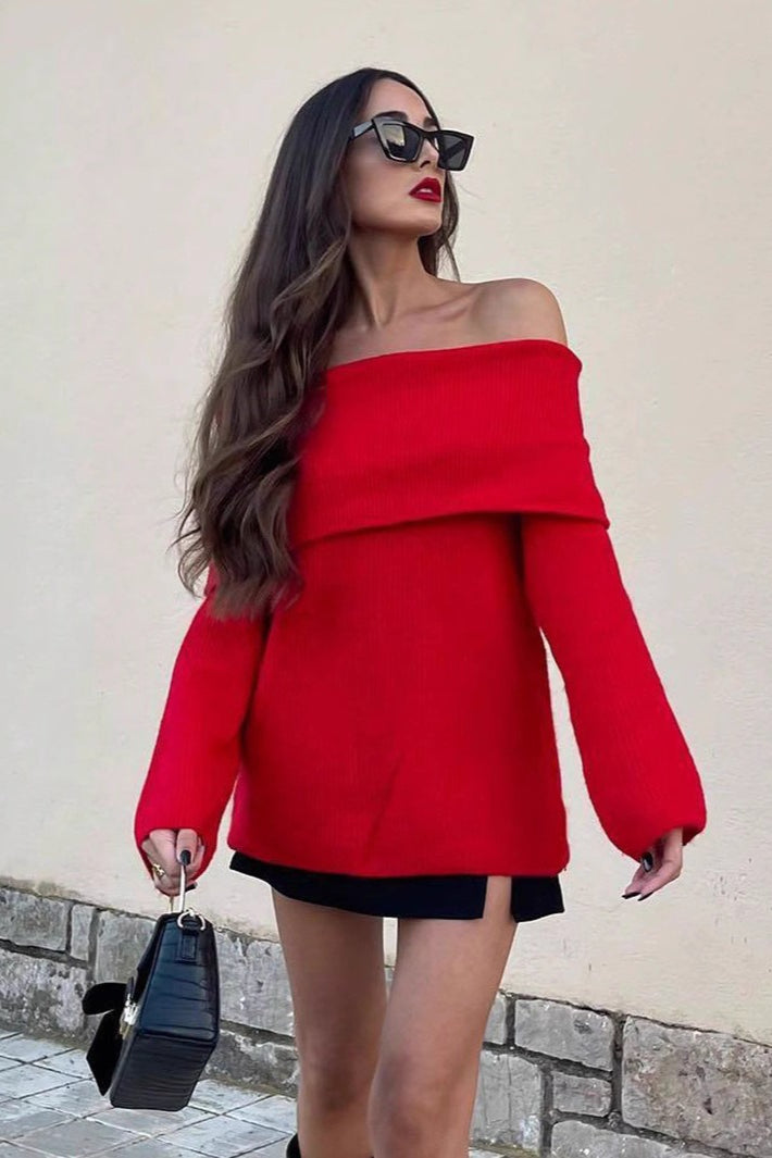 Straight Shoulder Loose Fit Sweater