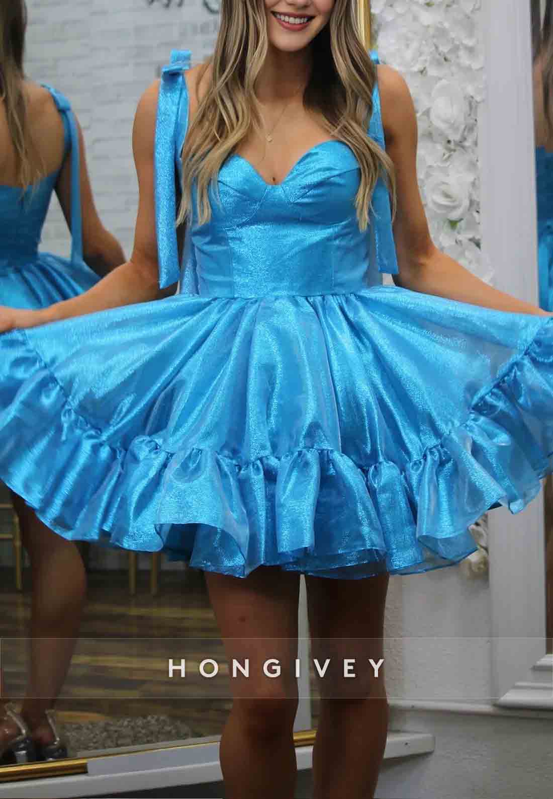Ball Gowns Sweetheart Pleated Bowknot Low Back Short Homecoming Dresses