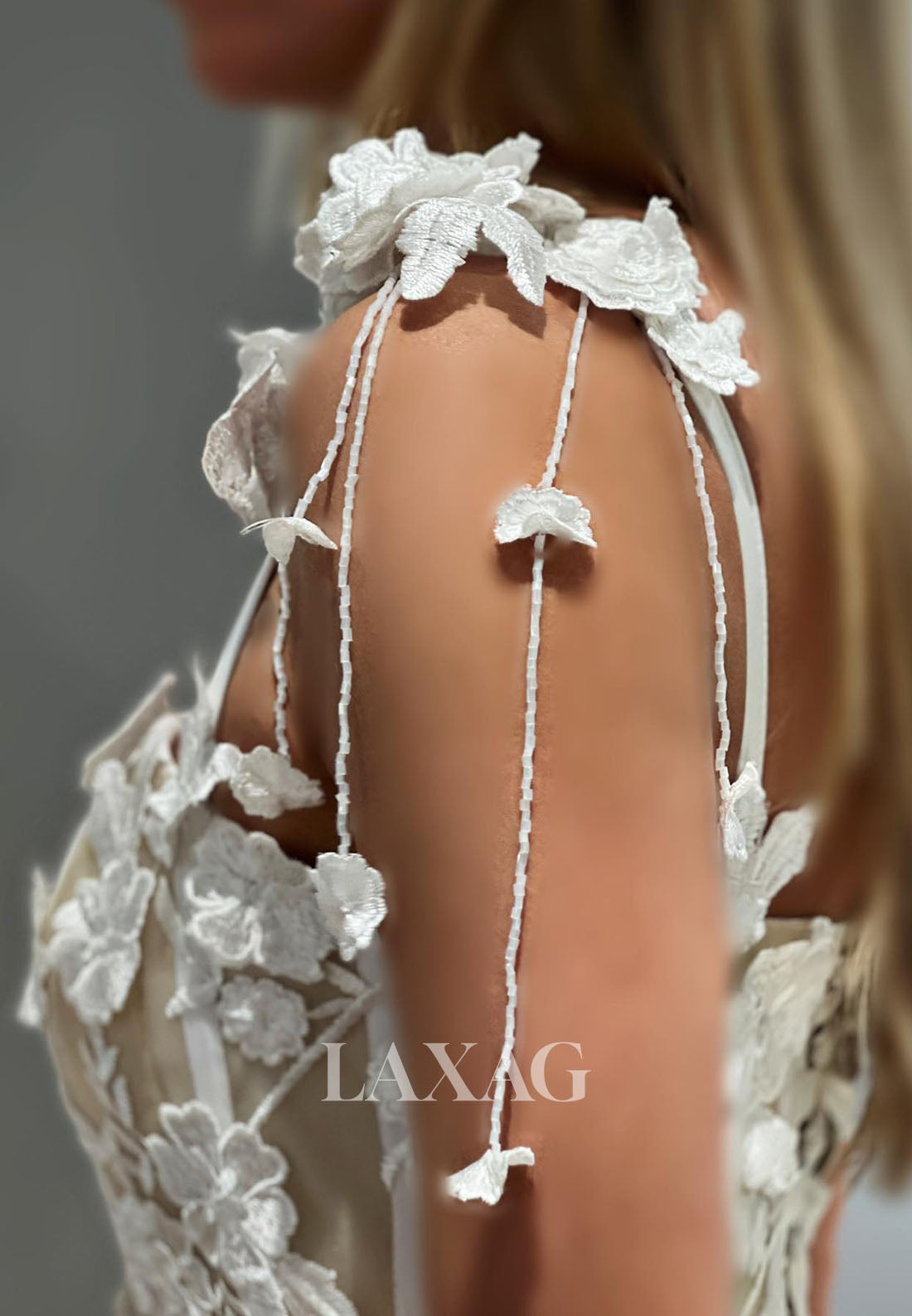 A-Line Spaghetti Straps Floral Embossed Tulle Elegant Party Homecoming Dress - Fashionpara