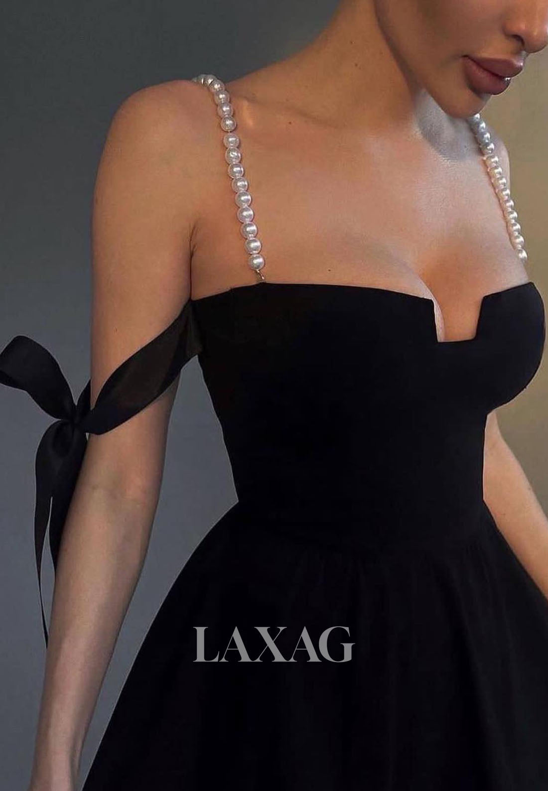 A-Line Spaghetti Straps Off Shoulder Pearls Sleek Satin Party Homecoming Dress - Fashionpara