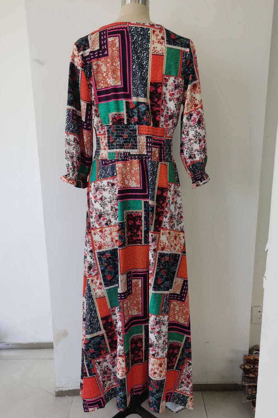 A-Line V-Neck Print Maxi Dress  Fashionpara
