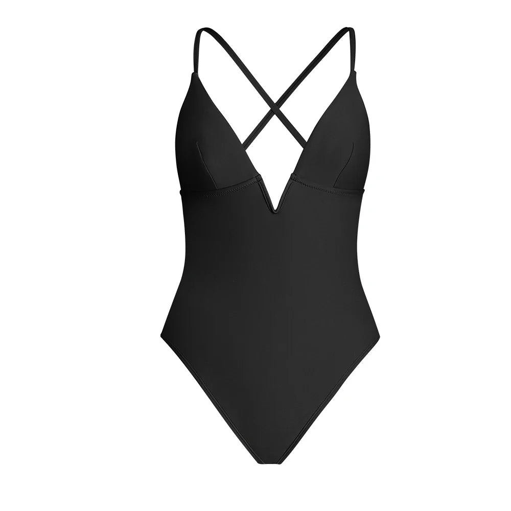 V-Wire Plunge One Piece Backless Set