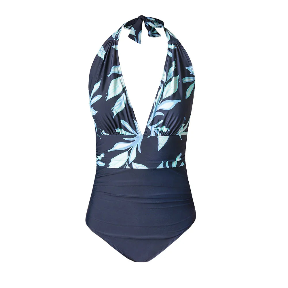 Deep V-neck Halter Backless One Piece Set