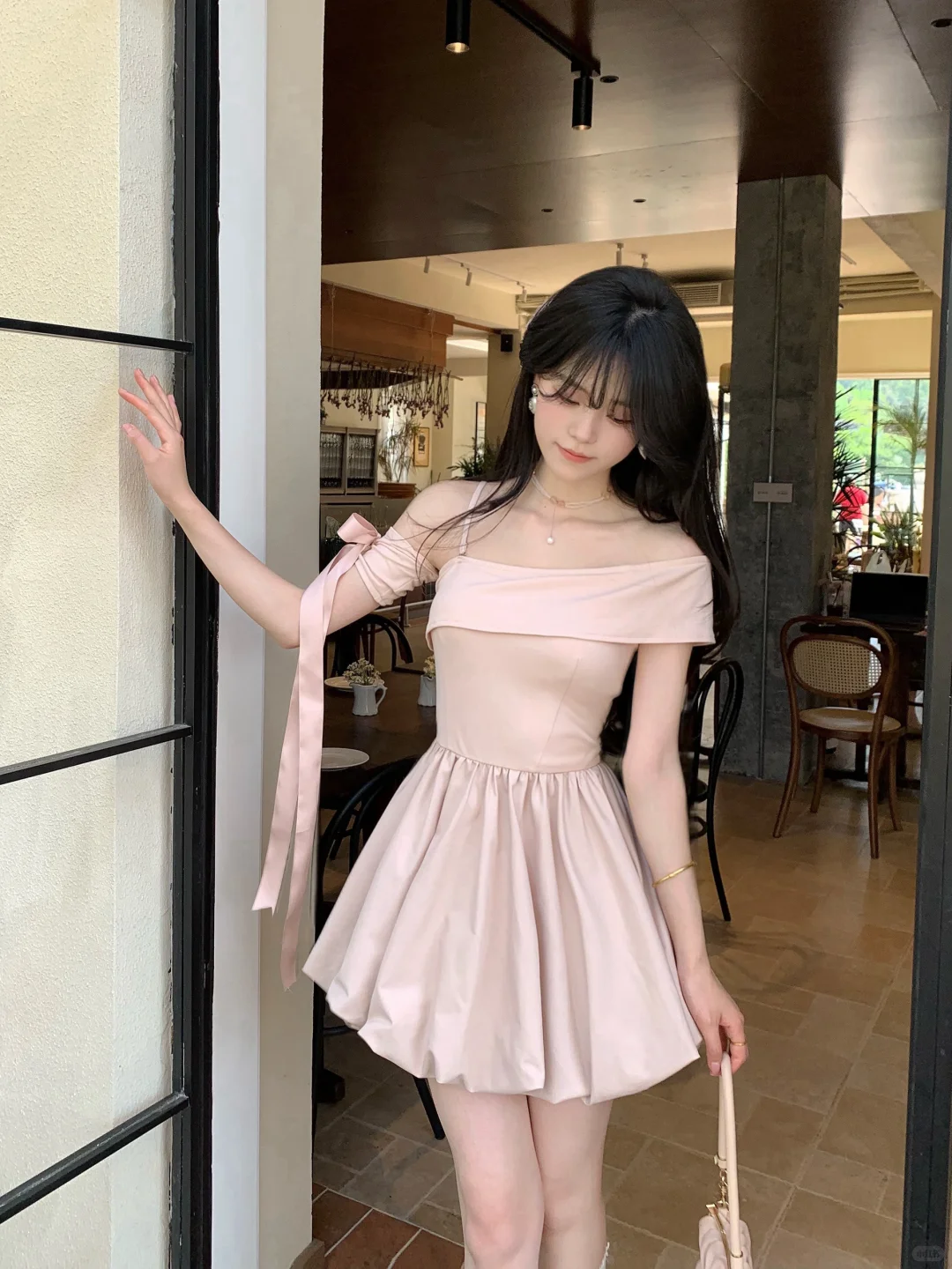 Elegant Off The Shoulder Pink A Line Short Party Dress Homecoming Dress D106